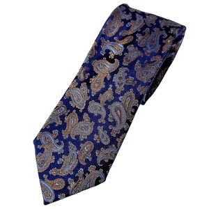 Silk Tie Italian Made Shimmering Rich Purple Gold Blue Paisley Beautiful¡